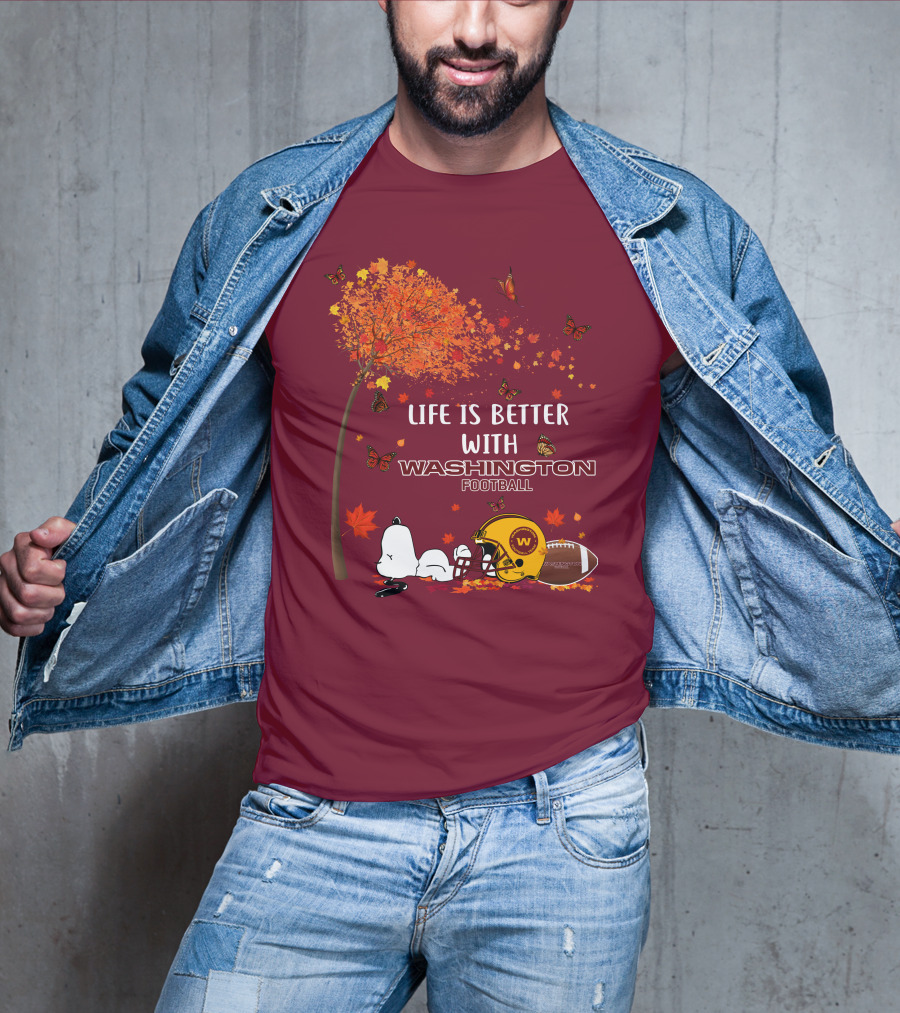 Life Is Better With My Washington Football Team Autumn Snoopy T-Shirt