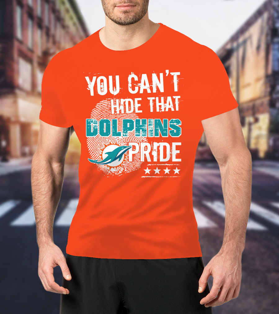 You Can't Hide That Dolphins Pride Miami Football Fans Logo Fingerprint Stars T-Shirt