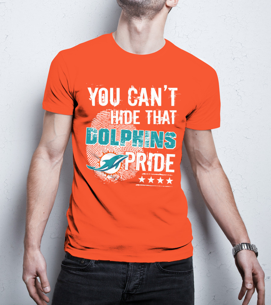 You Can't Hide That Dolphins Pride Miami Football Fans Logo Fingerprint Stars T-Shirt