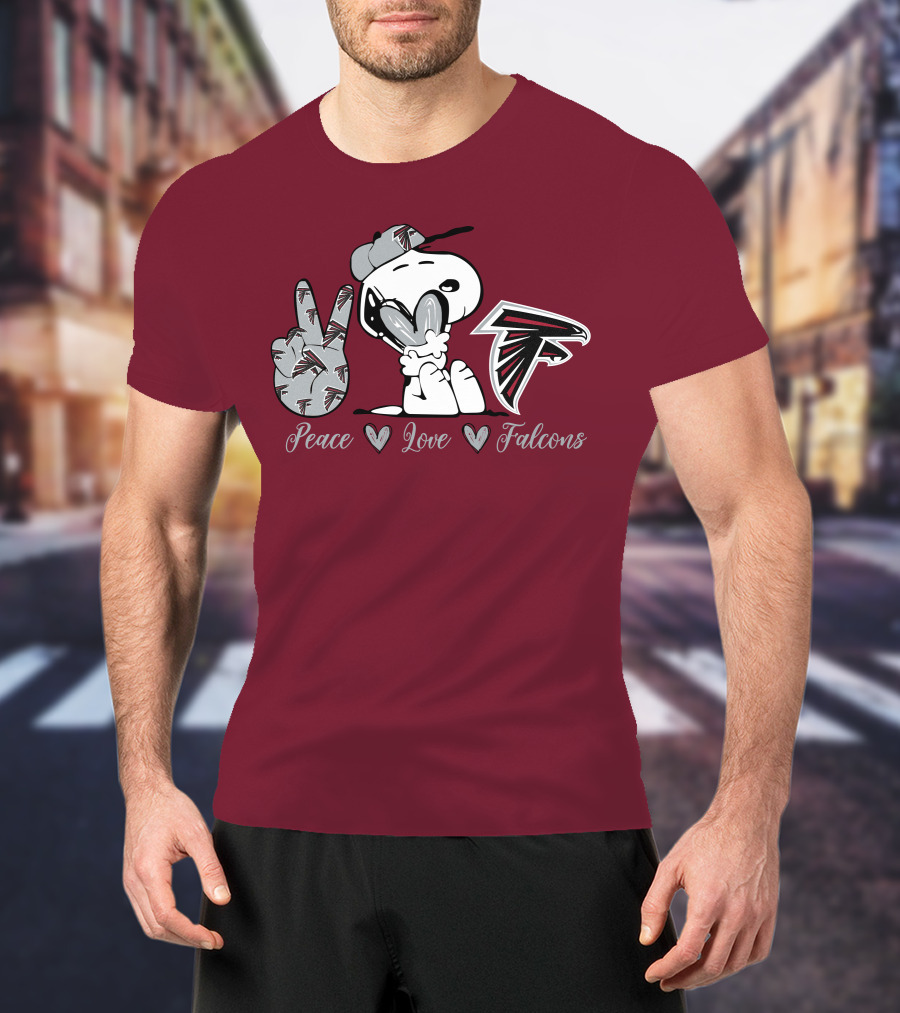 Snoopy Peace Love Falcons Atlanta Football T-Shirt