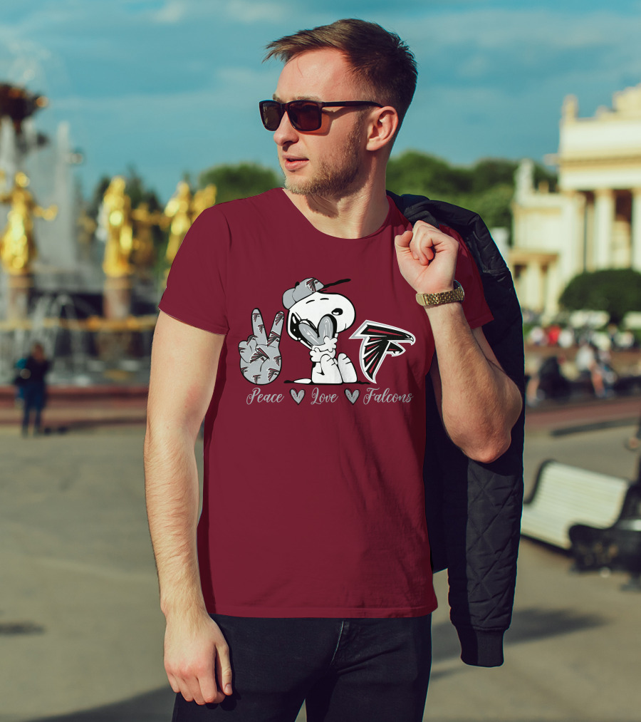 Snoopy Peace Love Falcons Atlanta Football T-Shirt