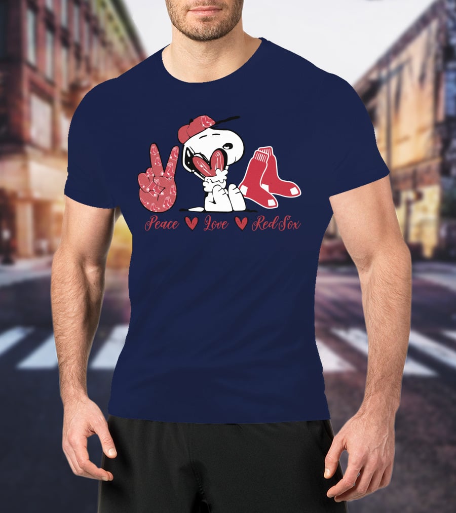 Peace Love Snoopy Red Sox T-Shirt