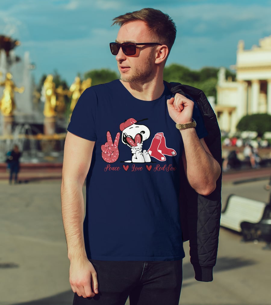Peace Love Snoopy Red Sox T-Shirt