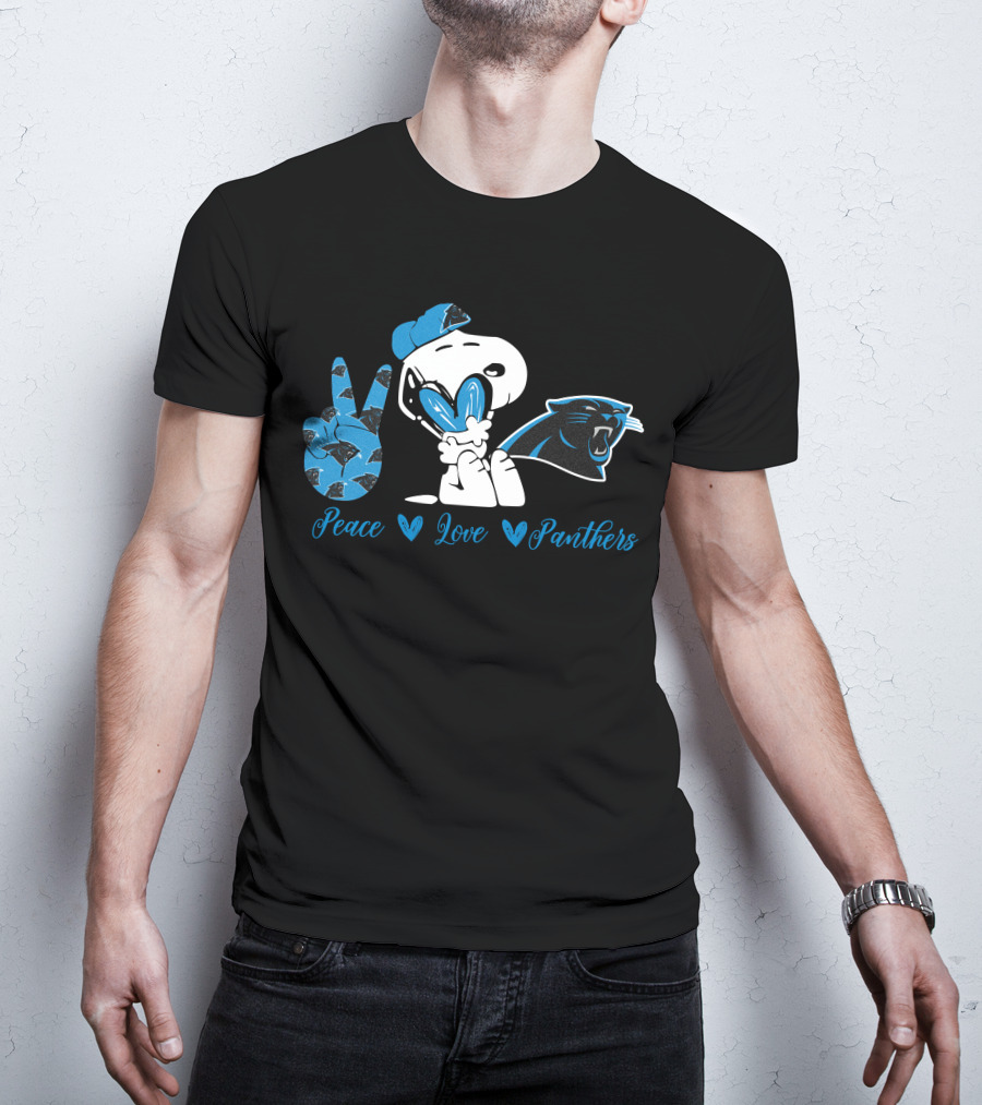 Peace Love Panthers Snoopy Carolina Panthers T-Shirt