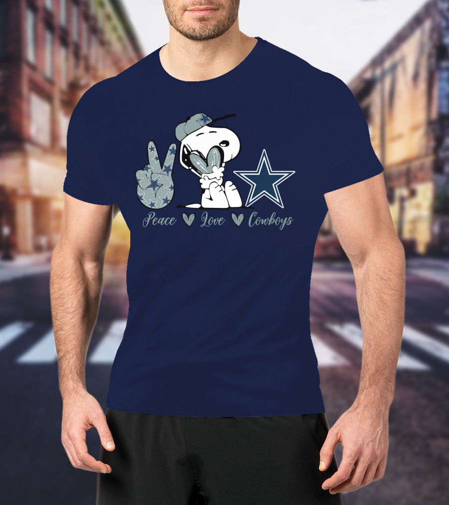 Peace Love Cowboys Snoopy Dallas Cowboys T-Shirt