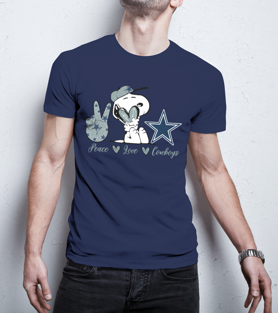 Peace Love Cowboys Snoopy Dallas Cowboys T-Shirt