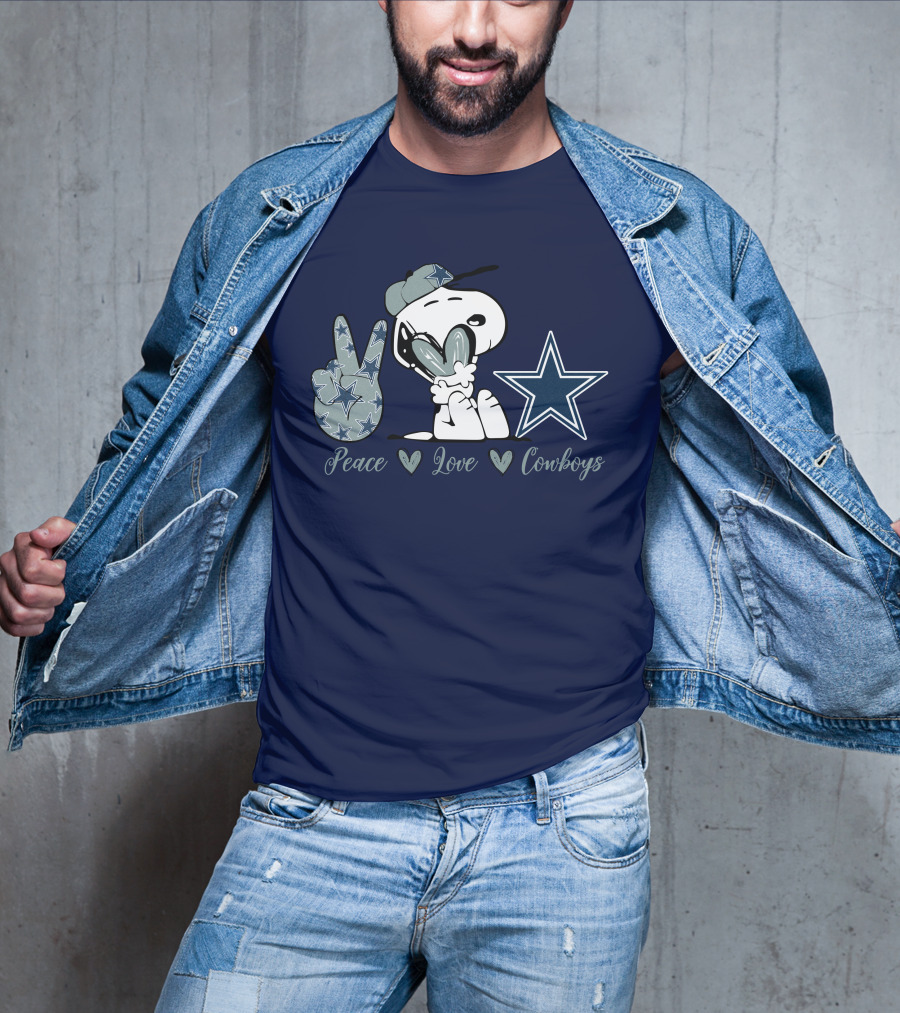 Peace Love Cowboys Snoopy Dallas Cowboys T-Shirt