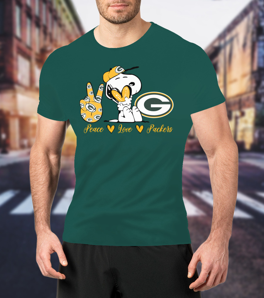 Peace Love Packers Snoopy Green Bay Packers T-Shirt