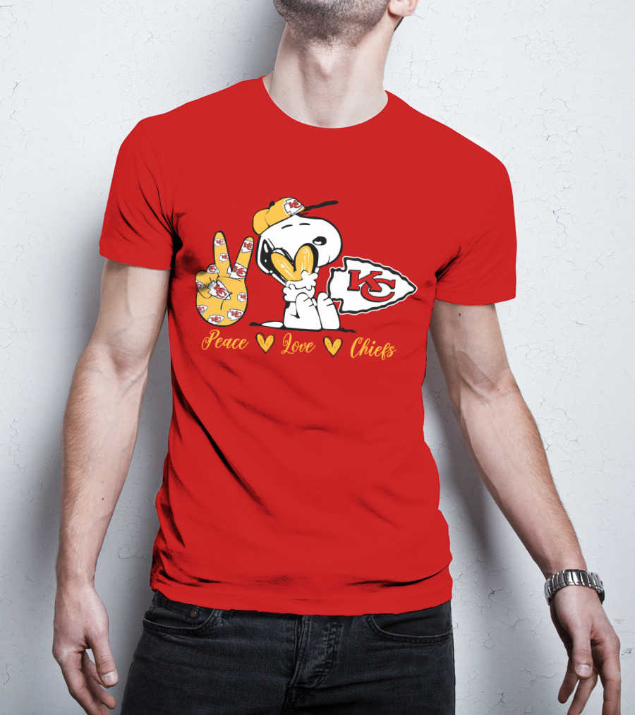 Peace Love Kansas City Chiefs Snoopy Nfl Emojis T-Shirt