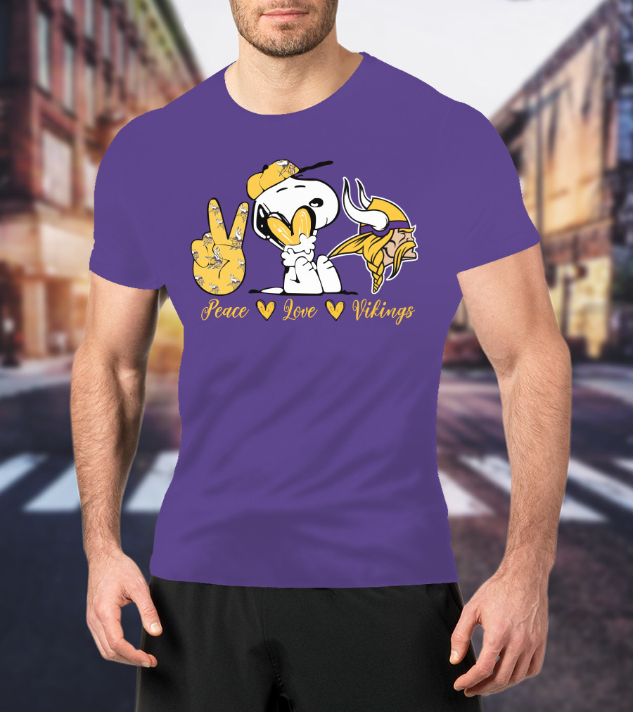 Peace Love Vikings Snoopy Minnesota T-Shirt