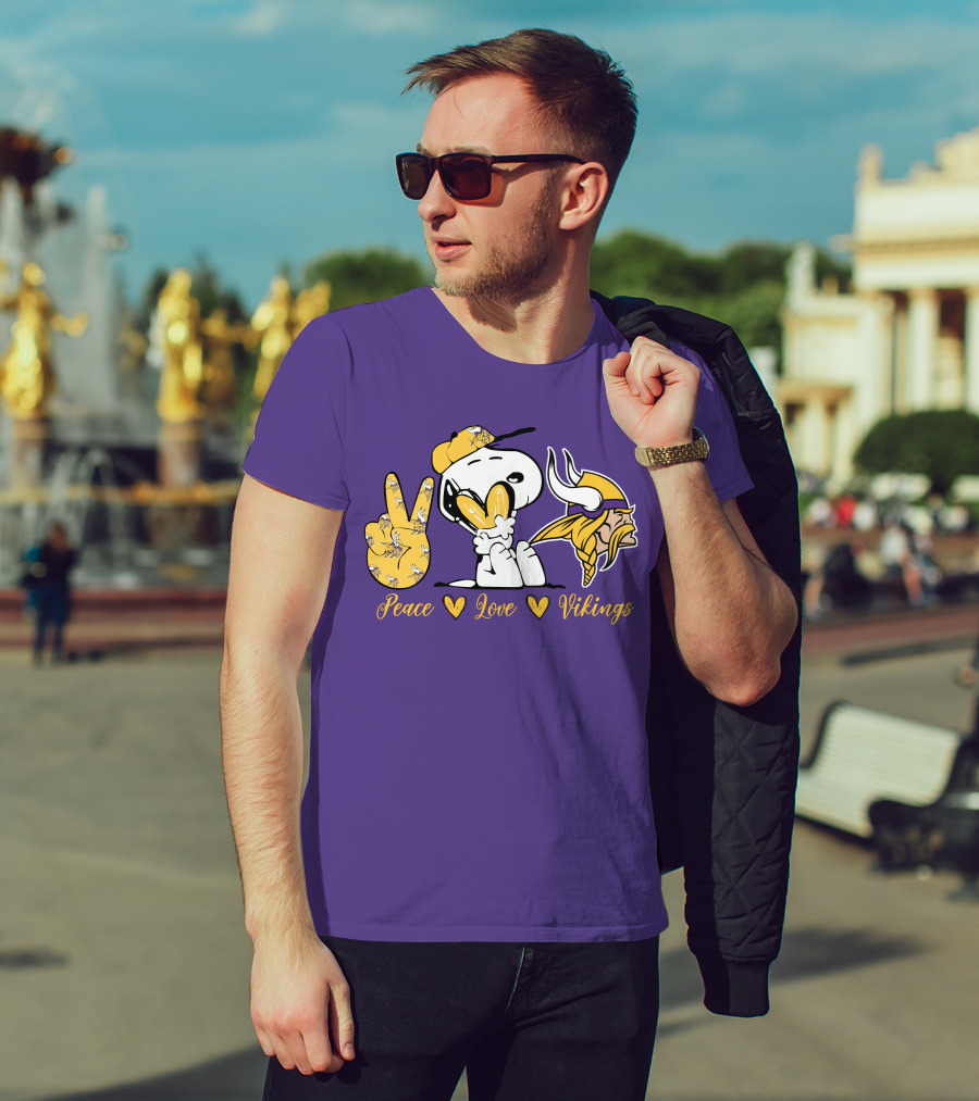 Peace Love Vikings Snoopy Minnesota T-Shirt