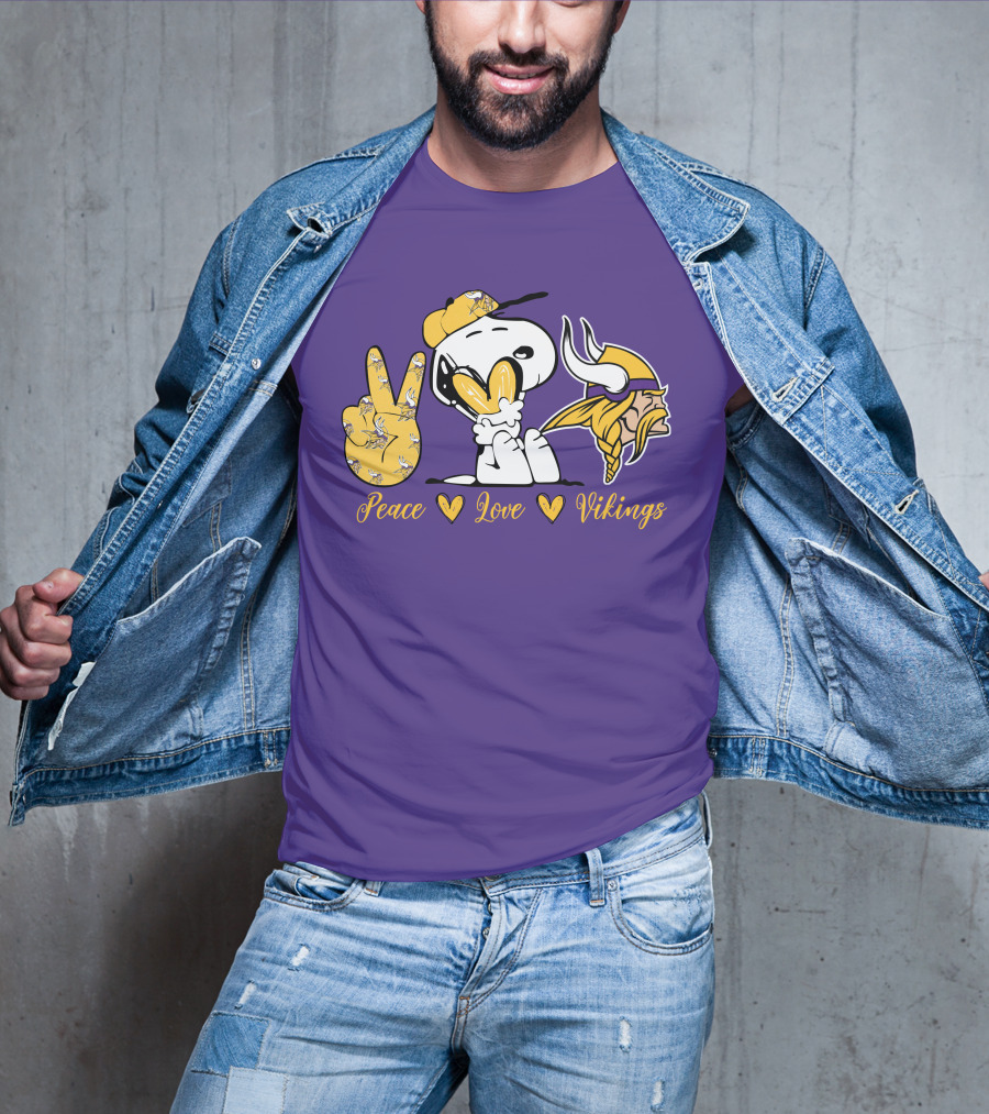 Peace Love Vikings Snoopy Minnesota T-Shirt