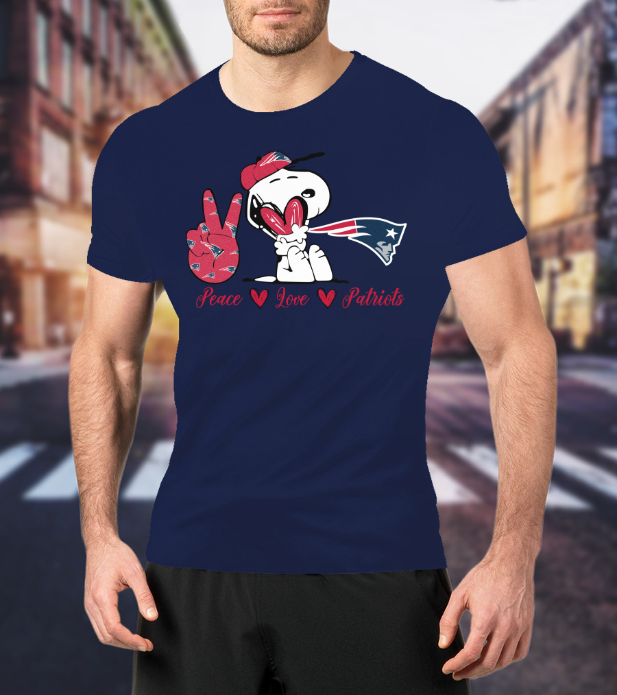 Peace Love Patriots Snoopy New England T-Shirt