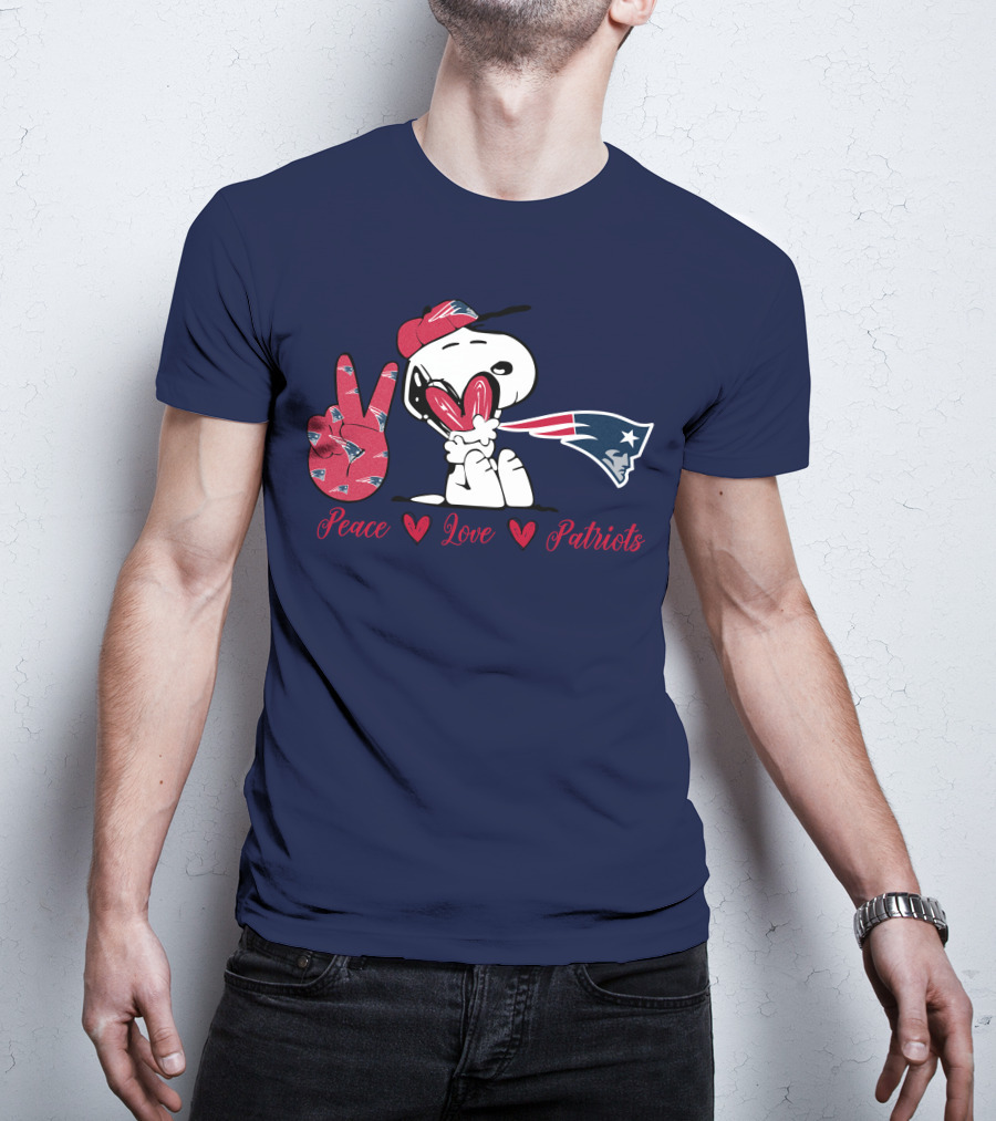 Peace Love Patriots Snoopy New England T-Shirt