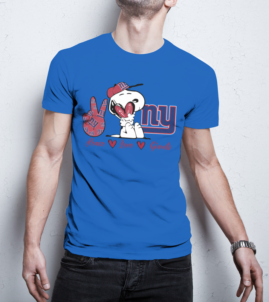 Peace Love New York Giants Snoopy Ny T-Shirt
