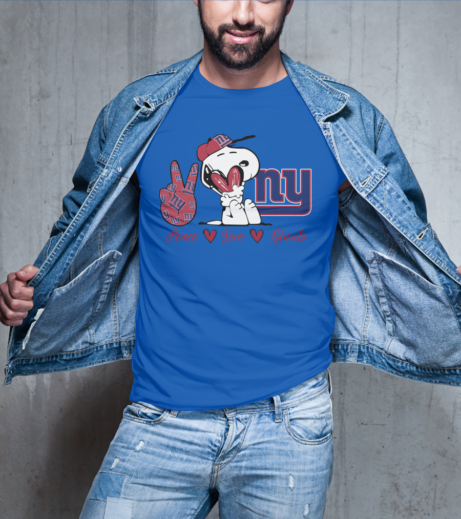Peace Love New York Giants Snoopy Ny T-Shirt