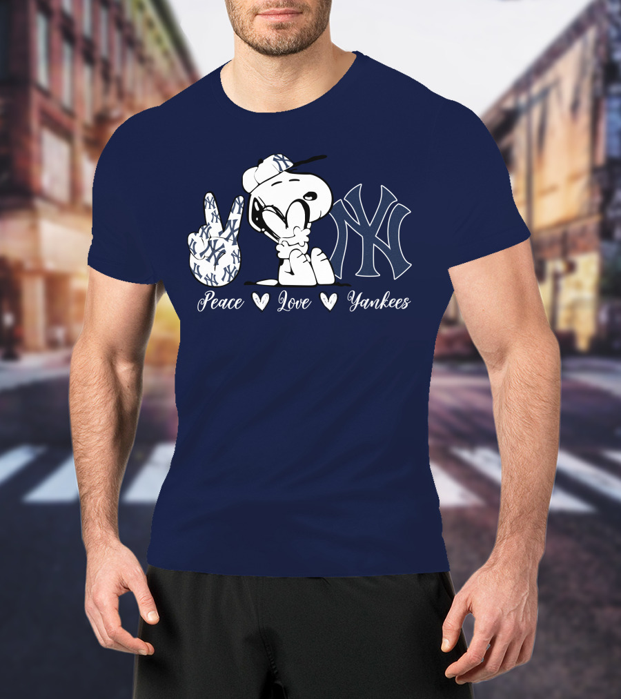 Peace Love Yankees Snoopy Ny Yankees T-Shirt