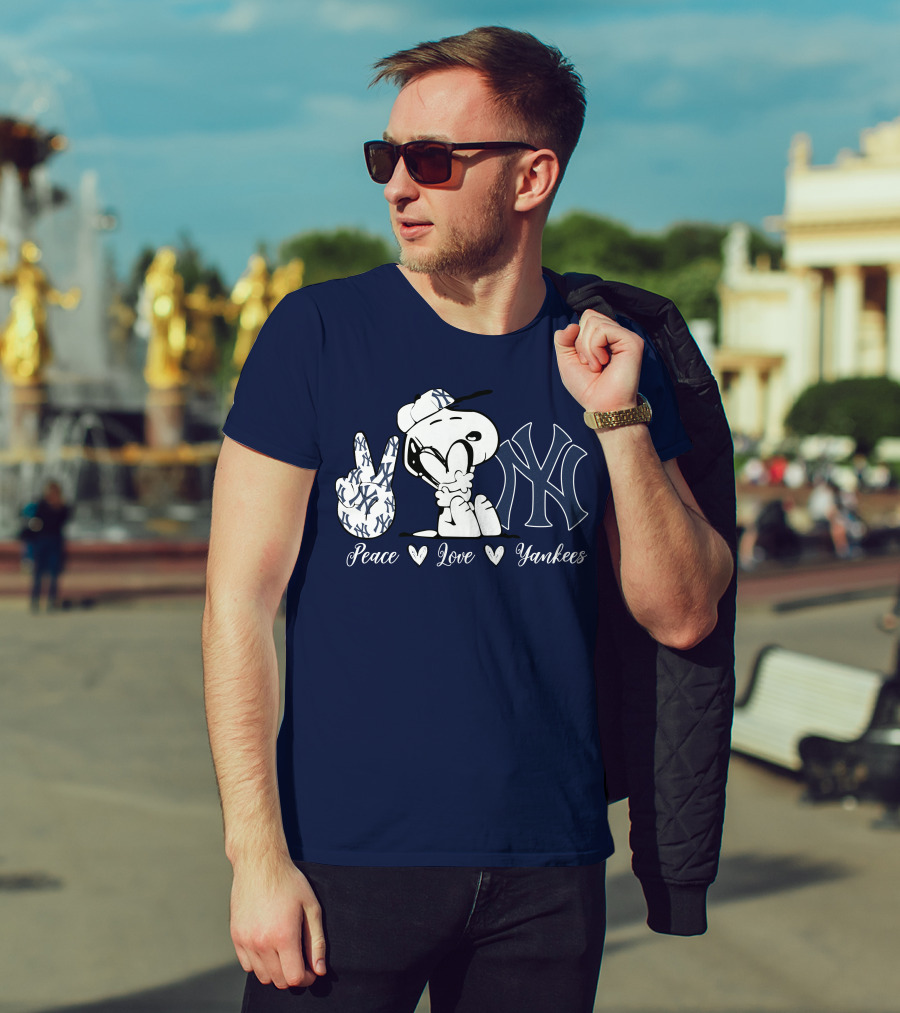 Peace Love Yankees Snoopy Ny Yankees T-Shirt