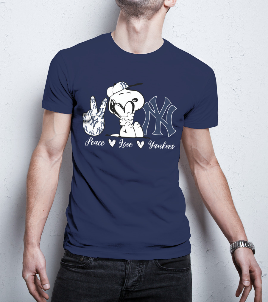 Peace Love Yankees Snoopy Ny Yankees T-Shirt