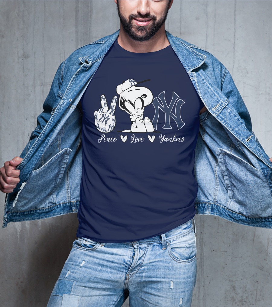 Peace Love Yankees Snoopy Ny Yankees T-Shirt