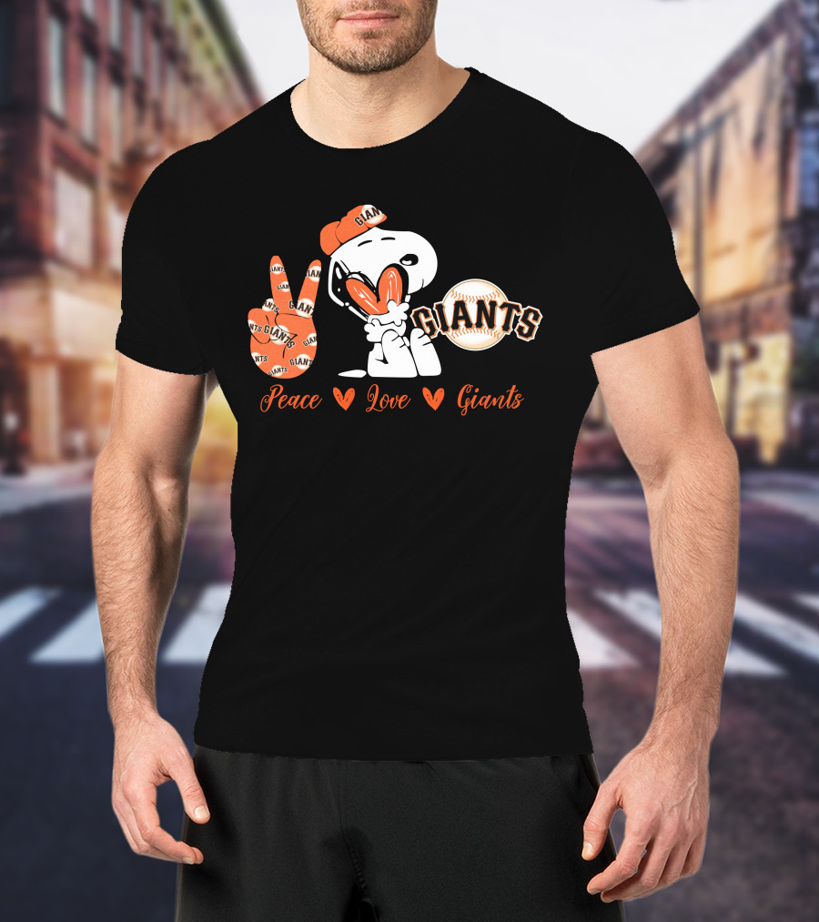 Peace Love Giants Snoopy Baseball Theme T-Shirt