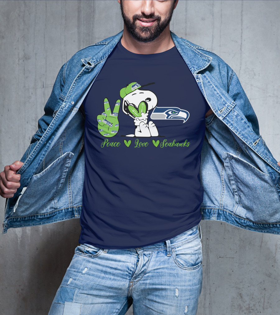 Snoopy Peace Love Seahawks T-Shirt