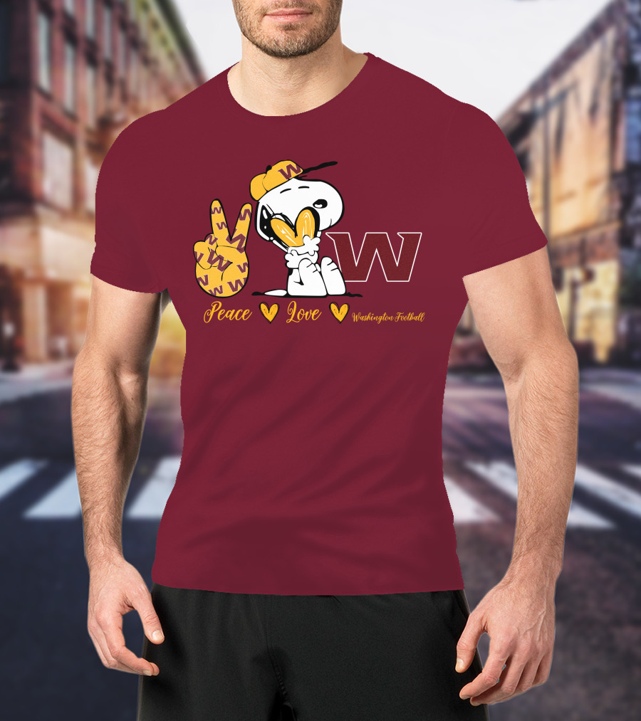 Peace Love Washington Football Snoopy W T-Shirt