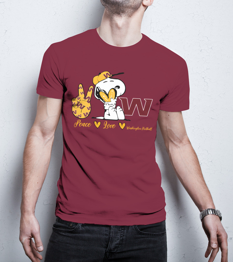 Peace Love Washington Football Snoopy W T-Shirt