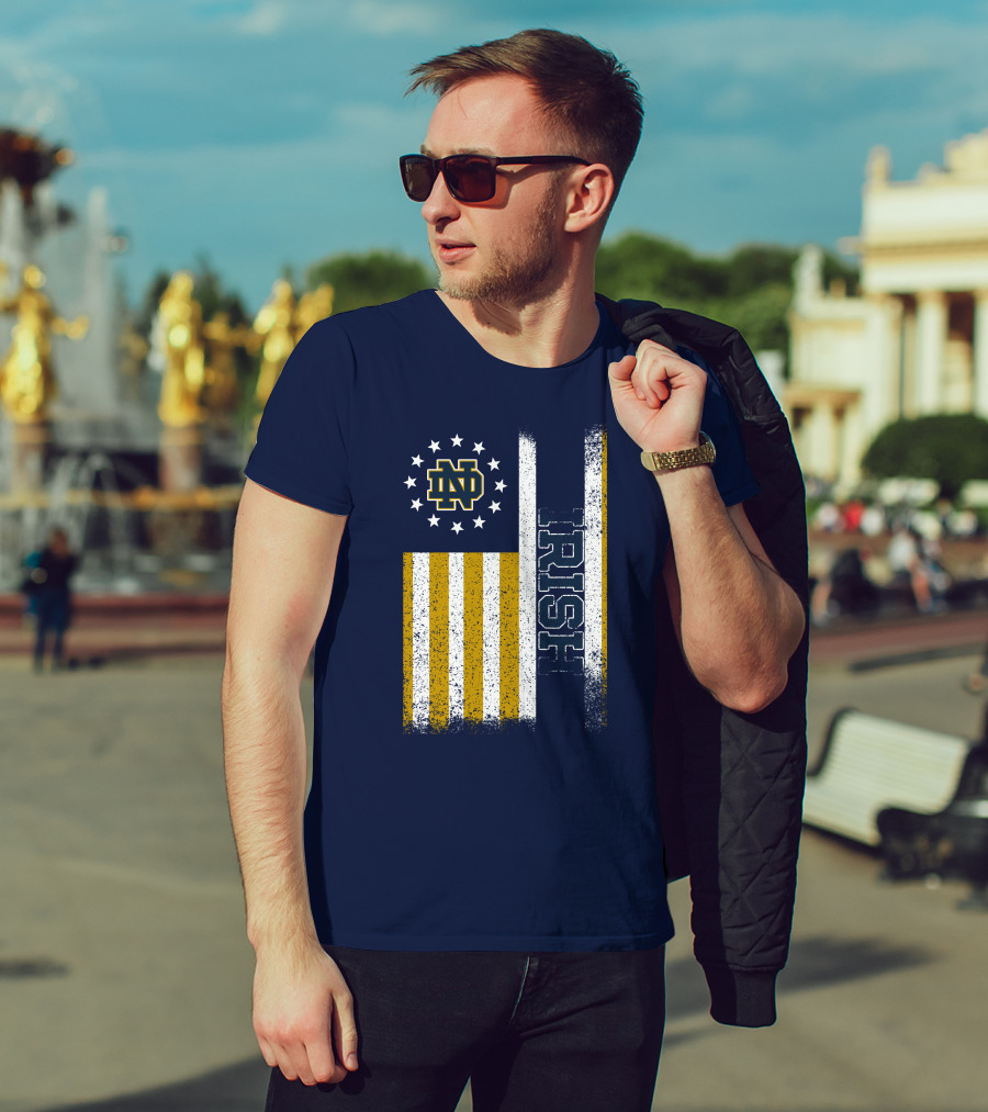 Notre Dame Fighting Irish American Flag Nd T-Shirt