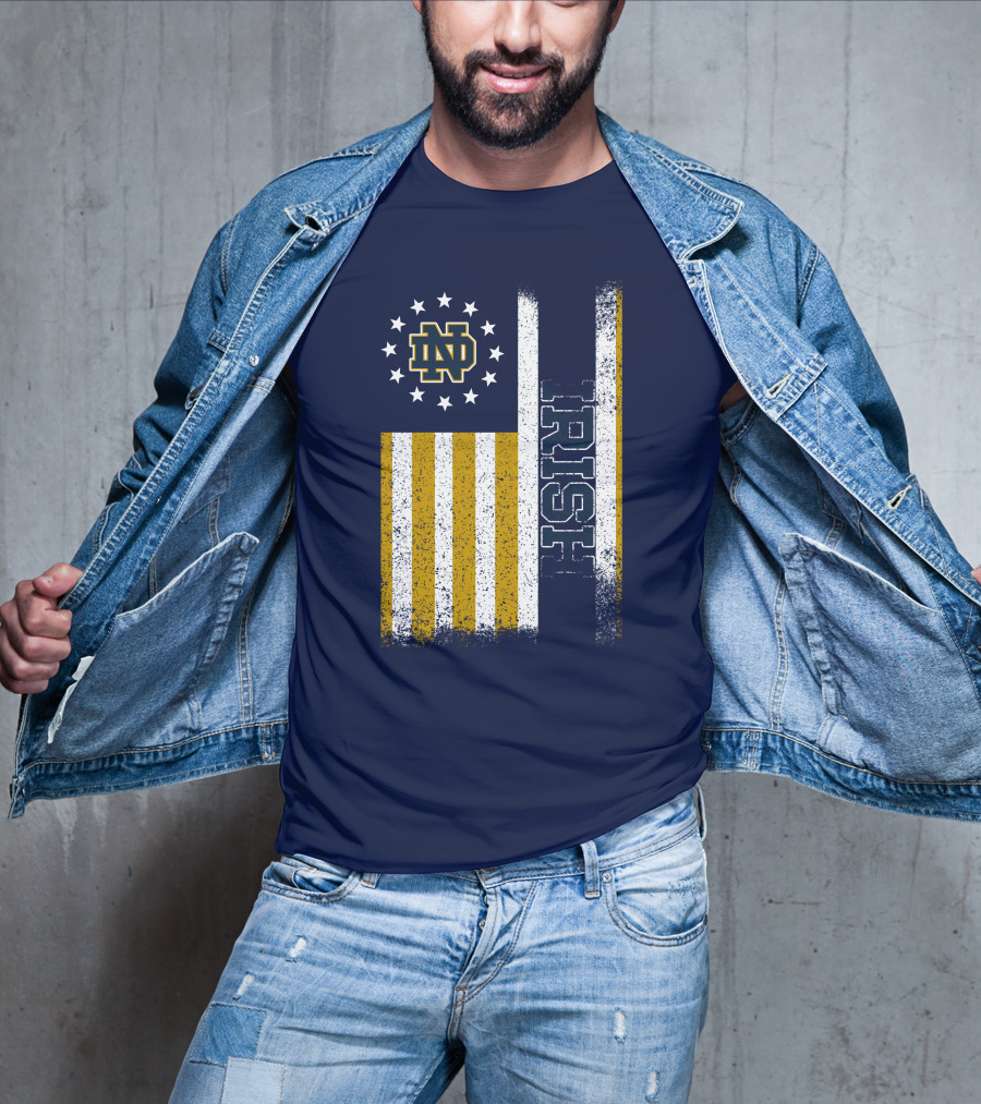 Notre Dame Fighting Irish American Flag Nd T-Shirt