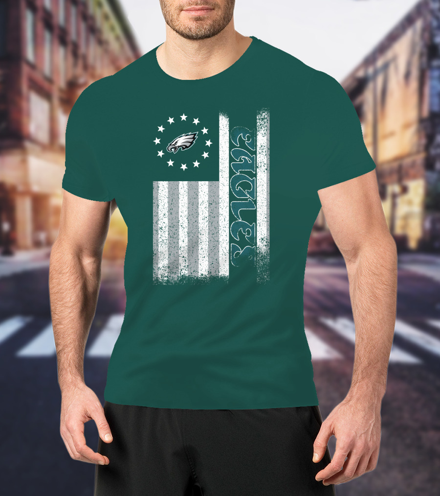 Philadelphia Eagles Stars And Stripes American Flag T-Shirt