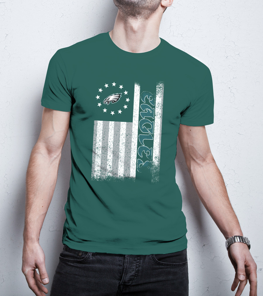 Philadelphia Eagles Stars And Stripes American Flag T-Shirt