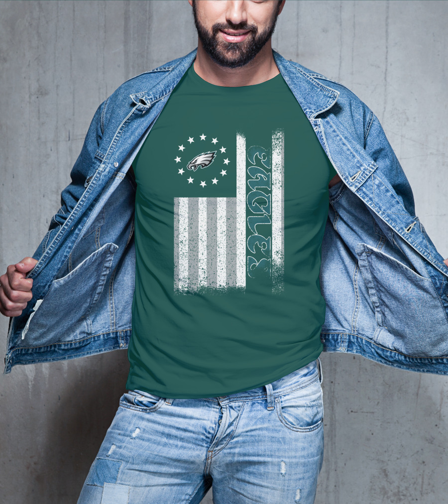 Philadelphia Eagles Stars And Stripes American Flag T-Shirt