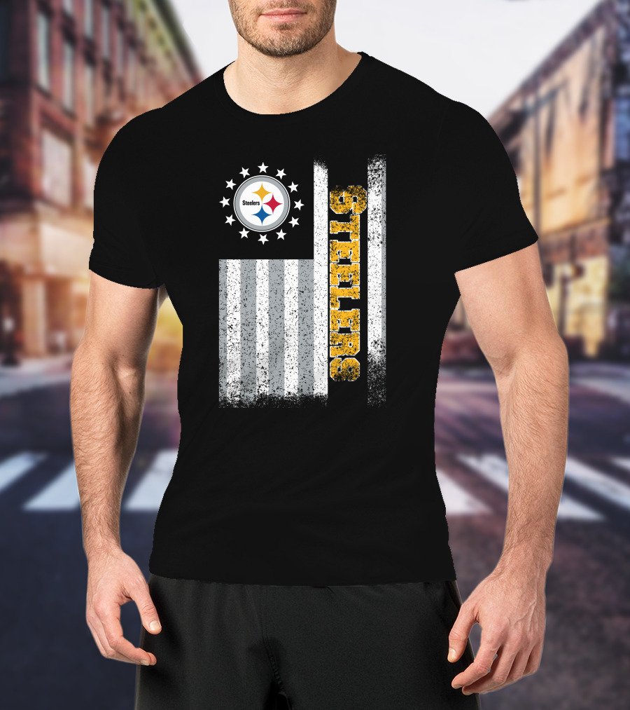 Pittsburgh Steelers American Flag Stars And Stripes T-Shirt