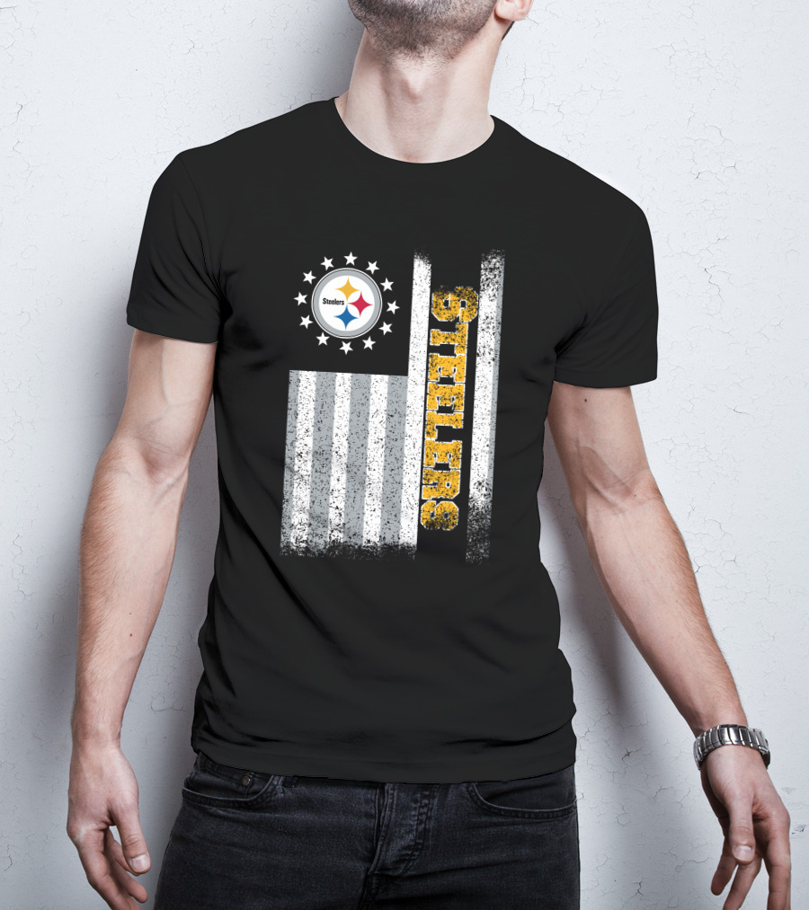 Pittsburgh Steelers American Flag Stars And Stripes T-Shirt