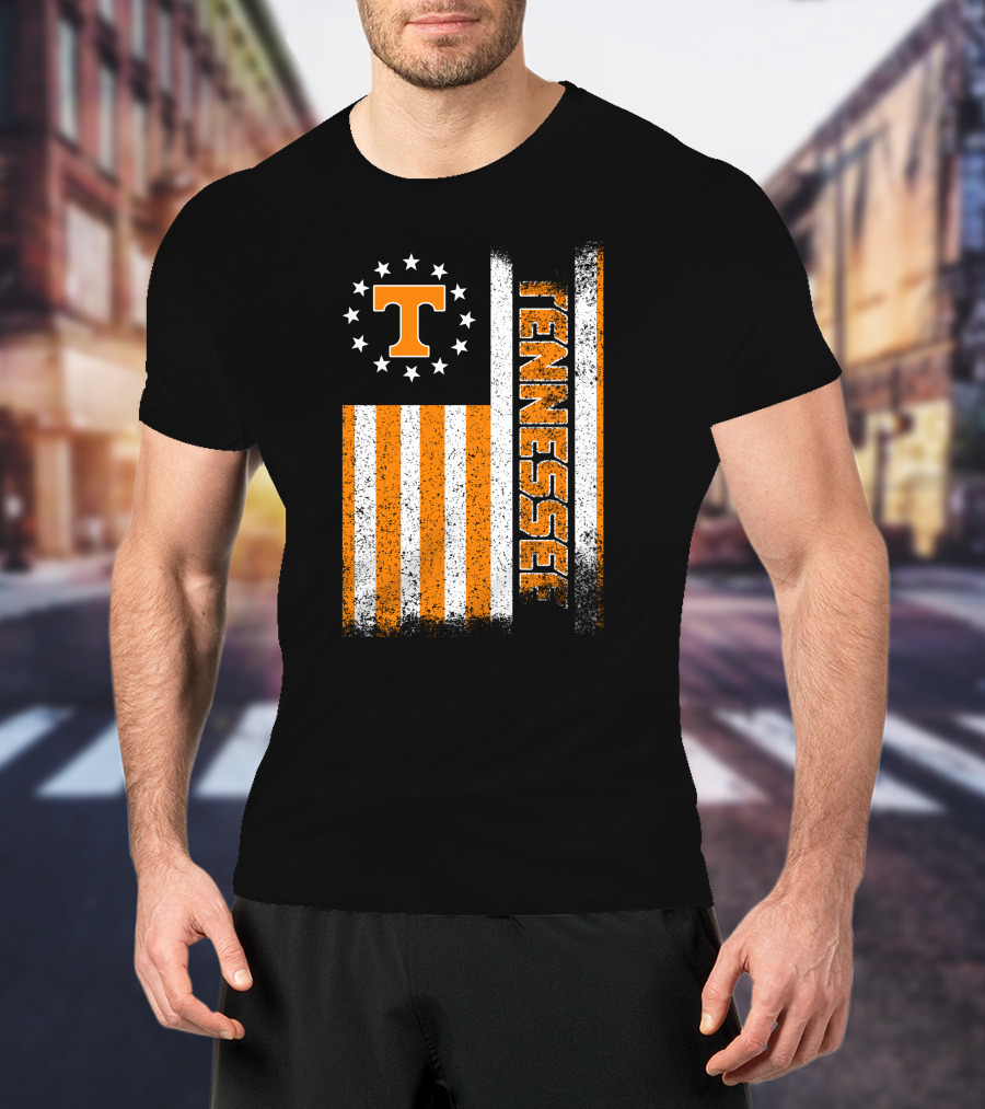 Tennessee Volunteers American Flag Stars And Stripes Vintage Look T-Shirt