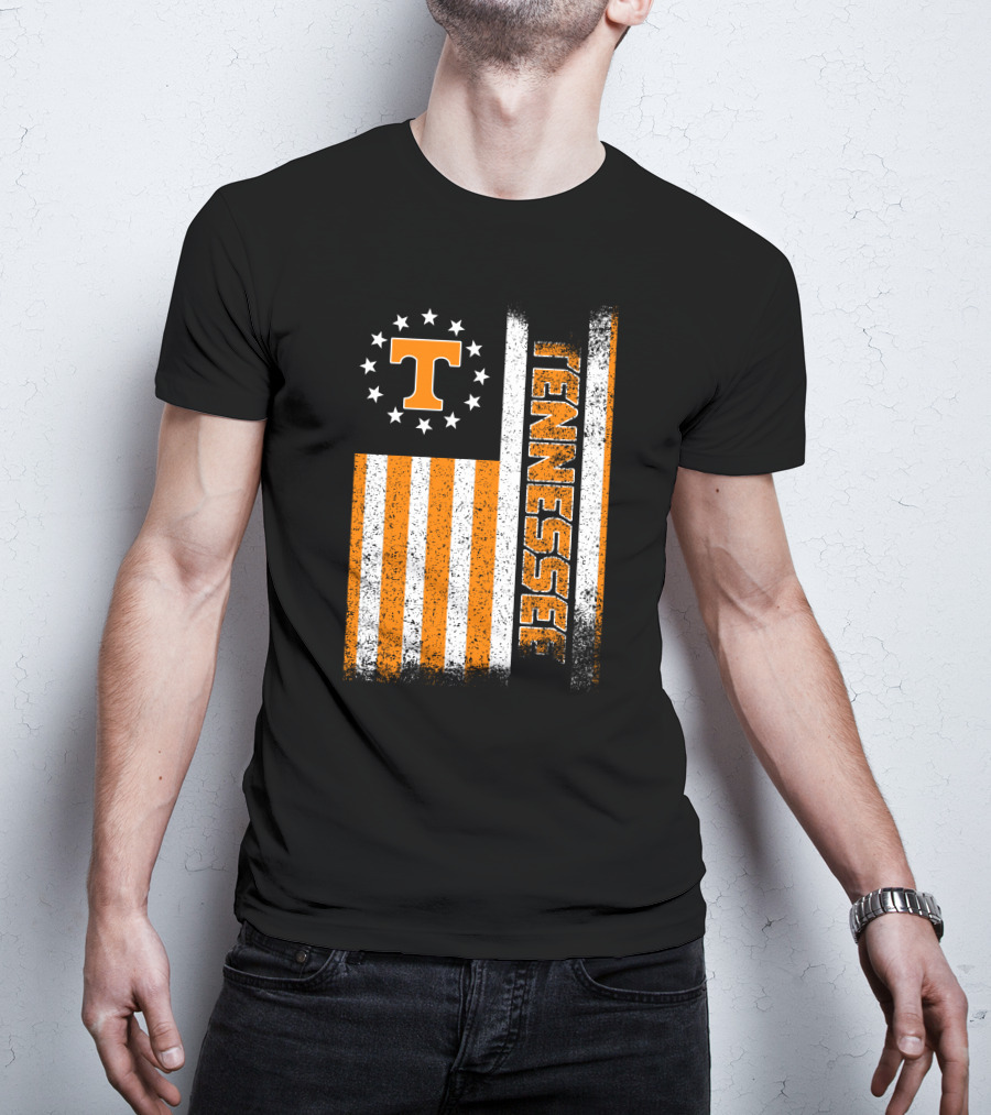 Tennessee Volunteers American Flag Stars And Stripes Vintage Look T-Shirt