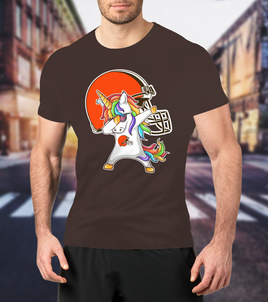Cleveland Browns Unicorn Dabbing With Helmet T-Shirt