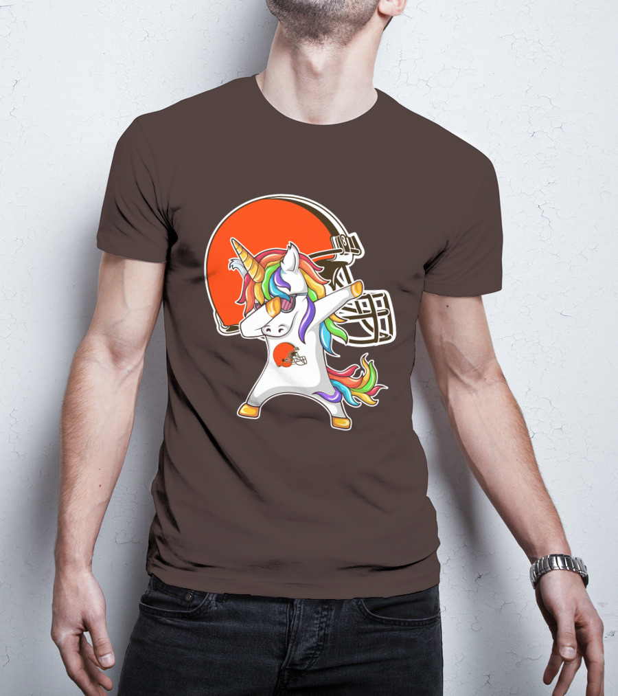 Cleveland Browns Unicorn Dabbing With Helmet T-Shirt