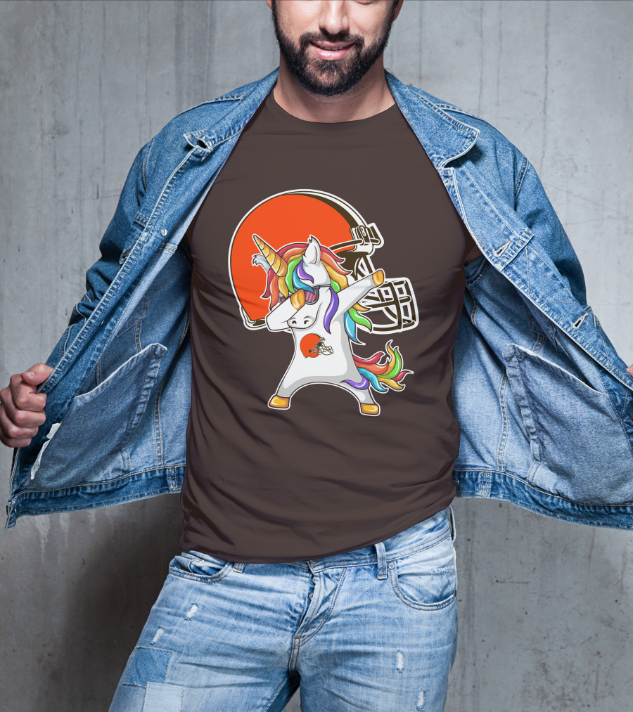 Cleveland Browns Unicorn Dabbing With Helmet T-Shirt
