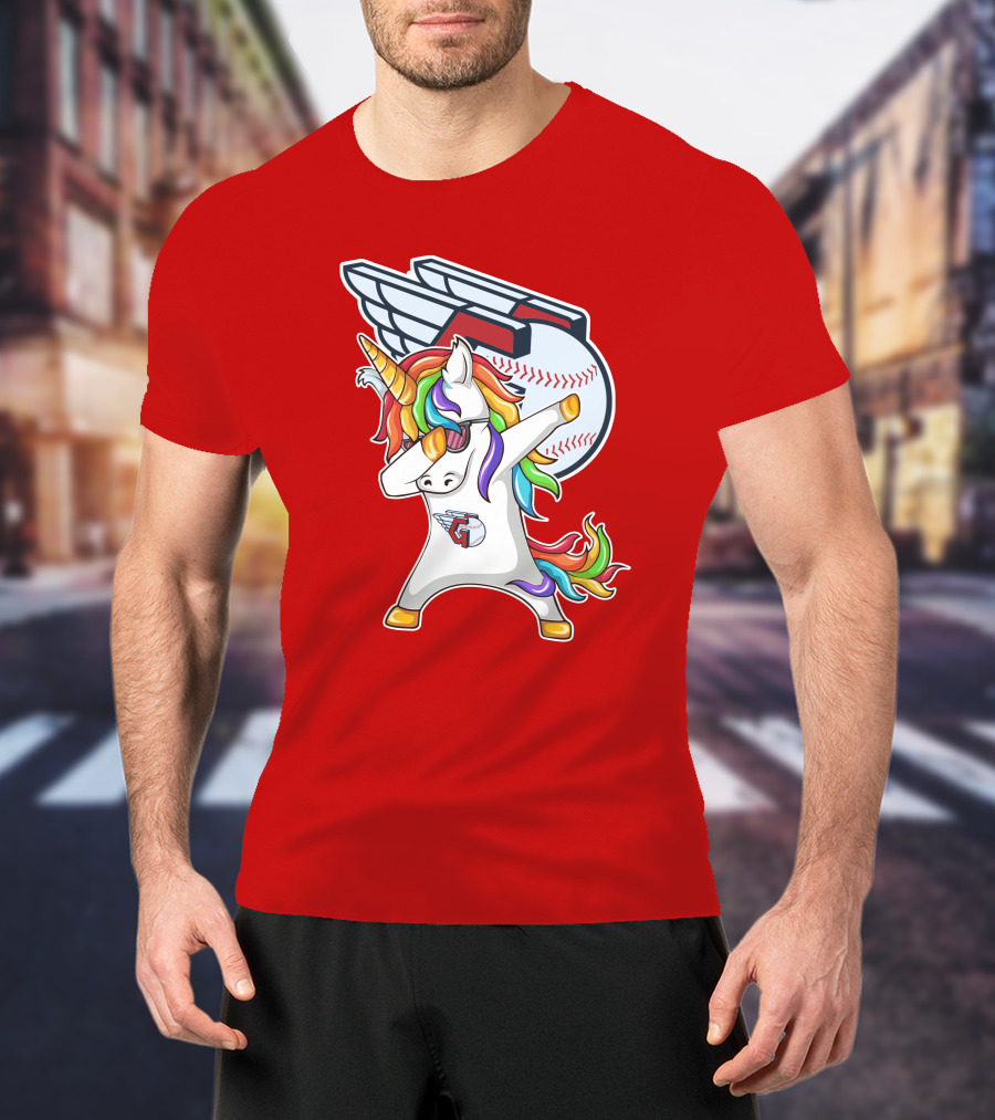 Cleveland Guardians Baseball Unicorn Dabbing With Winged Ball T-Shirt