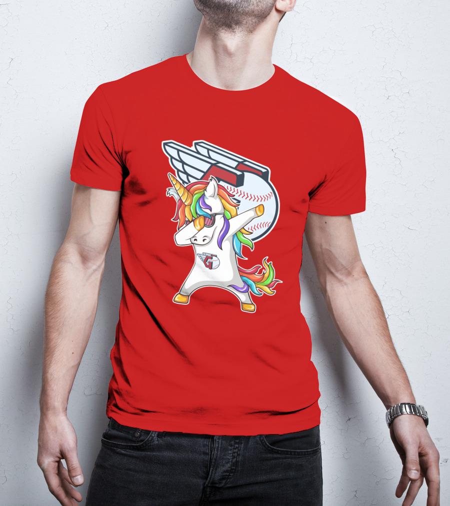 Cleveland Guardians Baseball Unicorn Dabbing With Winged Ball T-Shirt
