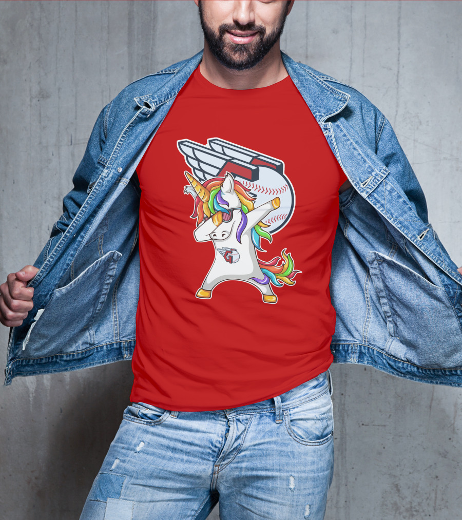 Cleveland Guardians Baseball Unicorn Dabbing With Winged Ball T-Shirt
