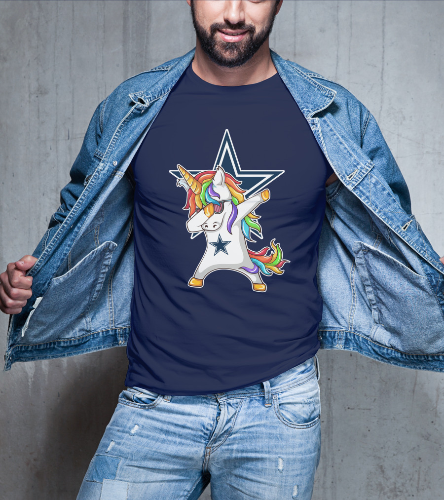 Dallas Cowboys Unicorn Dabbing Star Rainbow T-Shirt