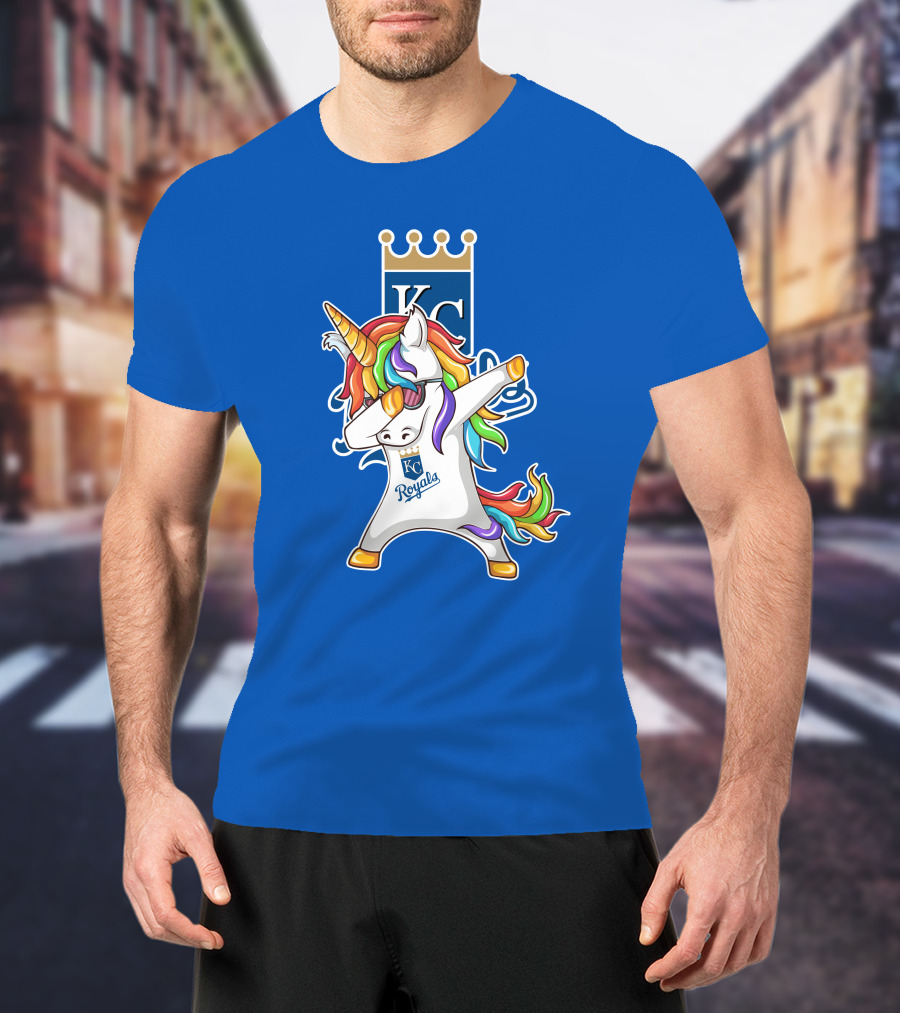 KC Royals Unicorn Dabbing With Rainbow Mane T-Shirt