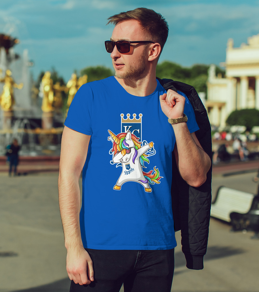 KC Royals Unicorn Dabbing With Rainbow Mane T-Shirt