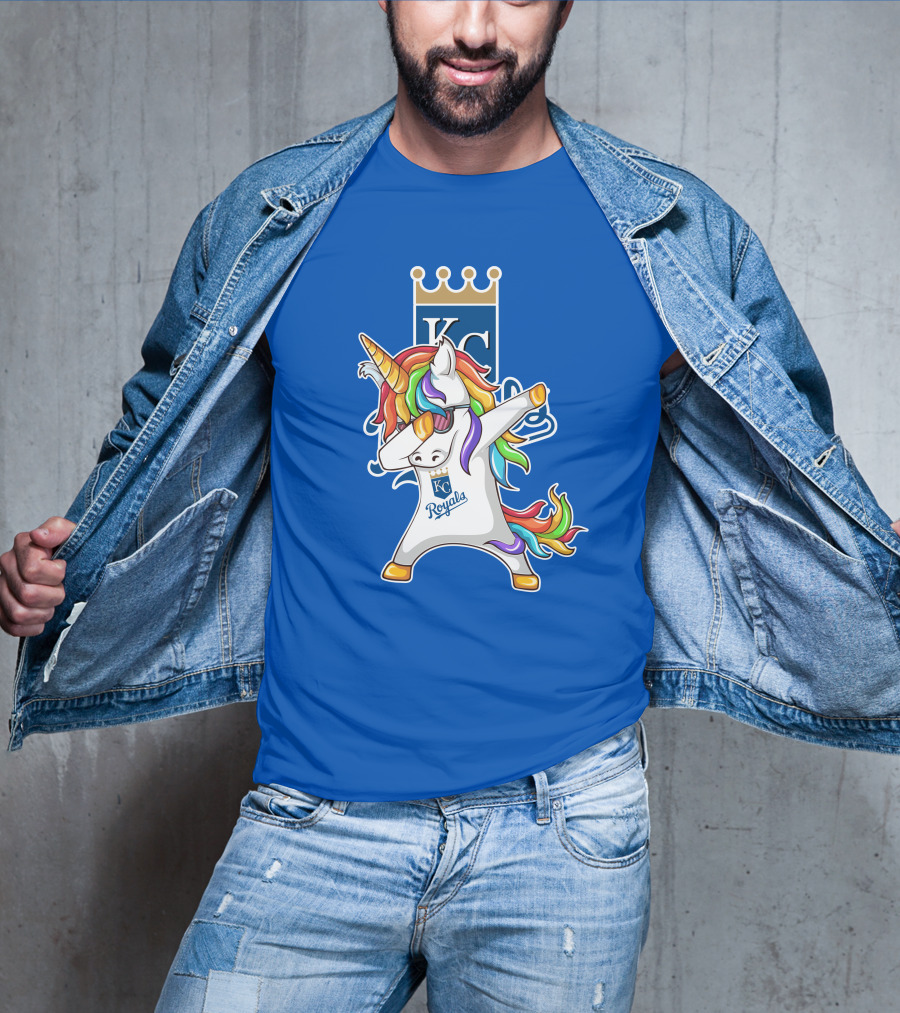 KC Royals Unicorn Dabbing With Rainbow Mane T-Shirt