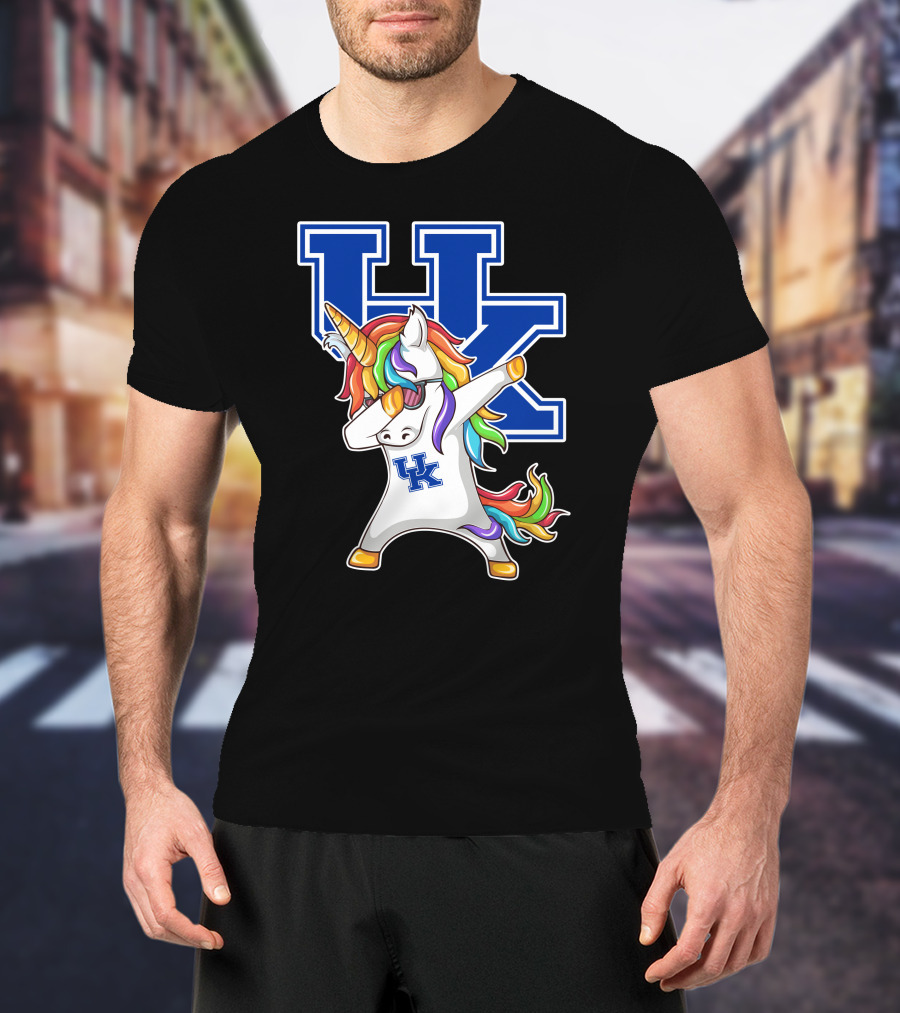 Kentucky Wildcats Unicorn Dabbing UK Logo Rainbow Mane T-Shirt