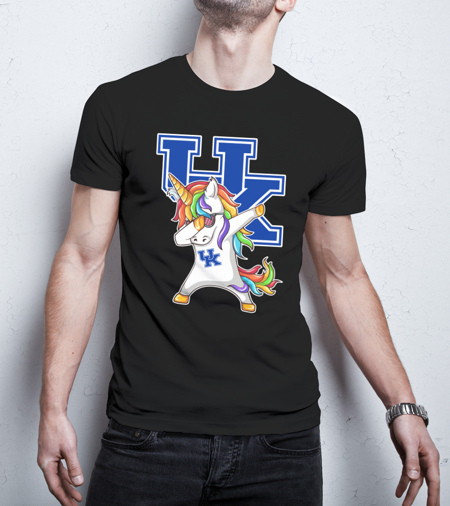 Kentucky Wildcats Unicorn Dabbing UK Logo Rainbow Mane T-Shirt