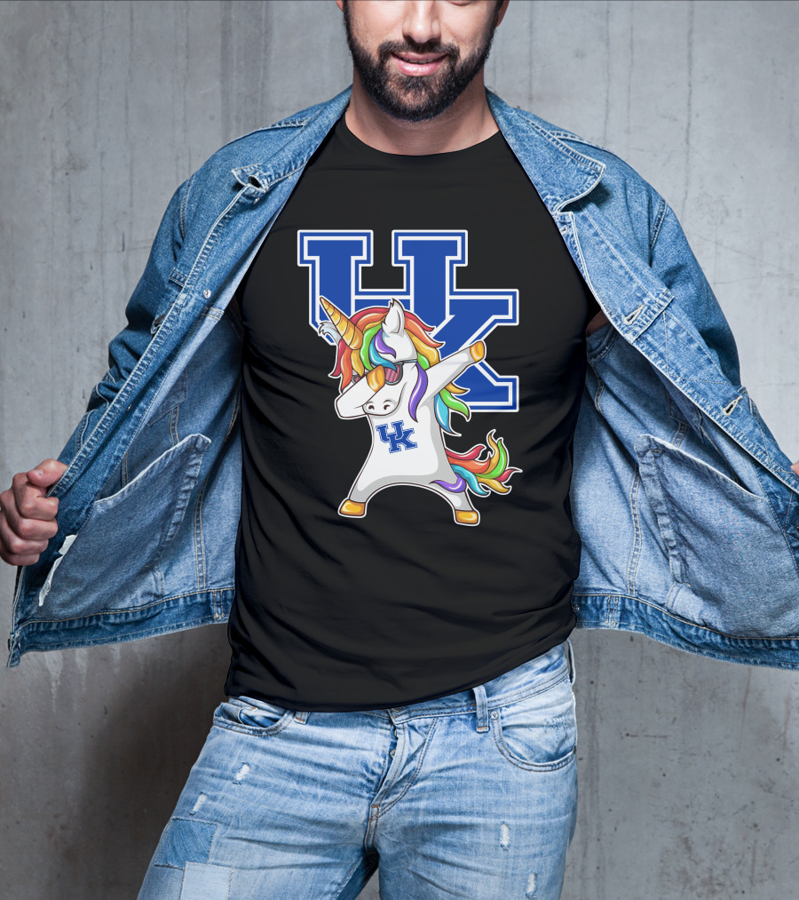 Kentucky Wildcats Unicorn Dabbing UK Logo Rainbow Mane T-Shirt